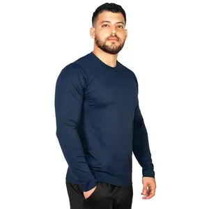 T-Shirt Sem Costura Manga Longa Azul Sky
