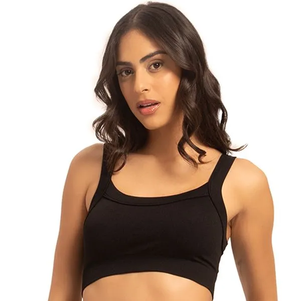 Top Sem Costura Canelado Preto Top Regata Sem Costura Modern Canelado Preto M