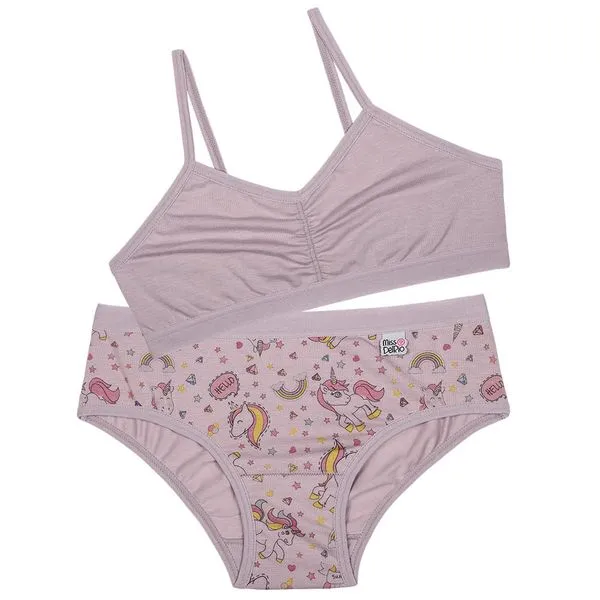 Conjunto Soutien + Calcinha Em Cotton Infantil Qz,Qz/Unicor