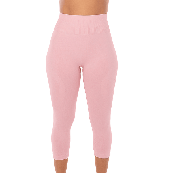 Calça Capri Fitness Sem Costura Rosa Pó