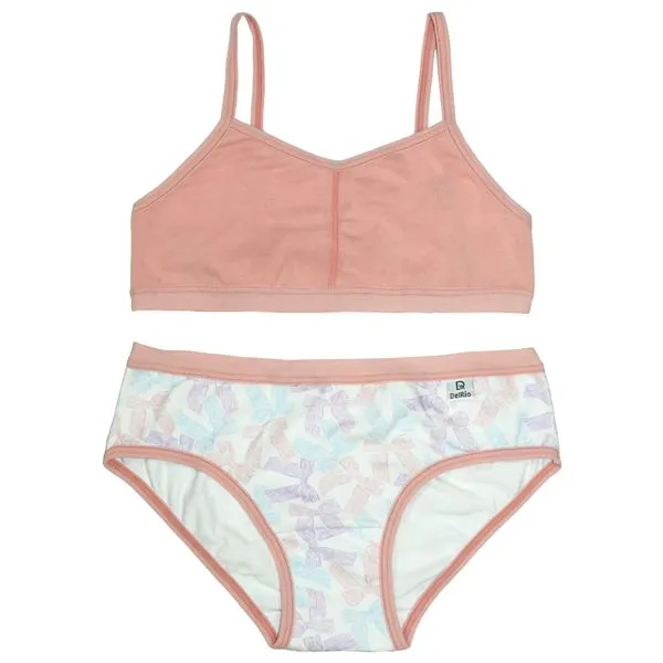 Conjunto Soutien + Calcinha Em Cotton Infantil Bc/Lacinhos- Rp