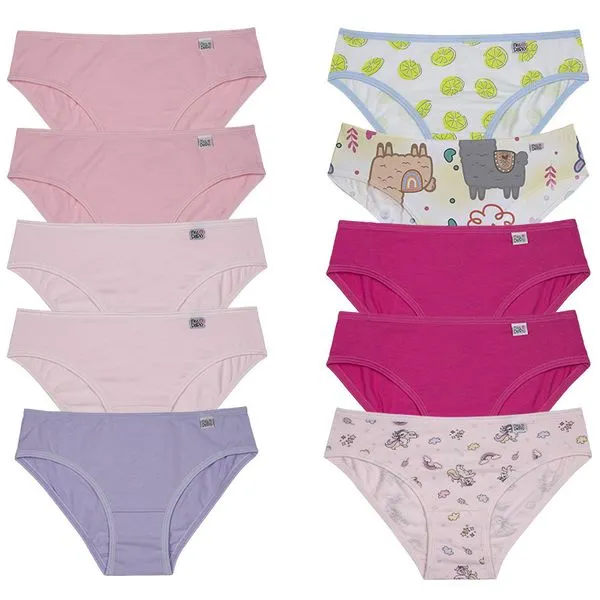 Kit 10 Calcinhas Biquini De Cotton Infantil
