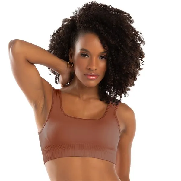 Top Fitness Sem Costura Marrom Caramelo