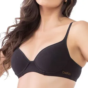 Soutien Em Cotton Com Bojo Espumado E Aro Preto