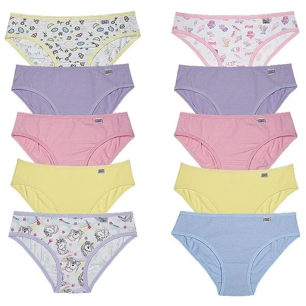 Kit 10 Calcinhas Biquini De Cotton Infantil