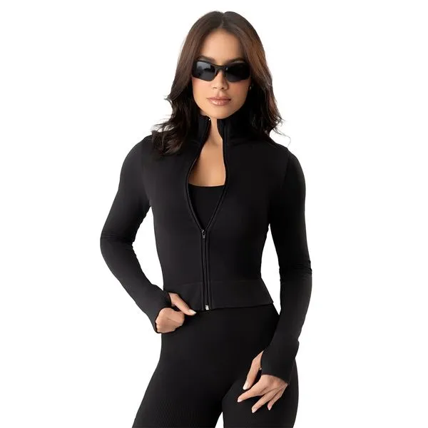 Jaqueta Fitness Sem Costura Preto