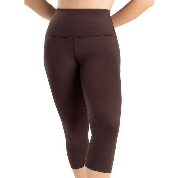 Calça Capri Fitness 3D com Pala Dupla e Bolso Invisível Café