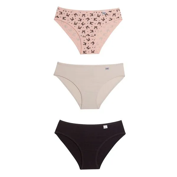 Kit 03 Calcinhas Infantil Em Cotton Estampa Laço