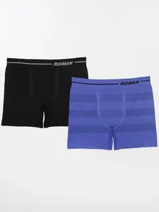 Kit com 02 Cuecas Boxer Masculinas Azul/Preto P