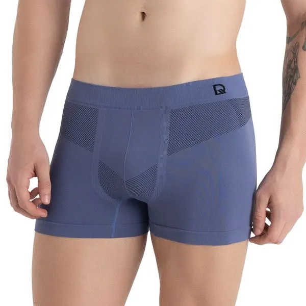 Cueca Boxer Sem Costura Com Listras Diagonais Índigo Blue
