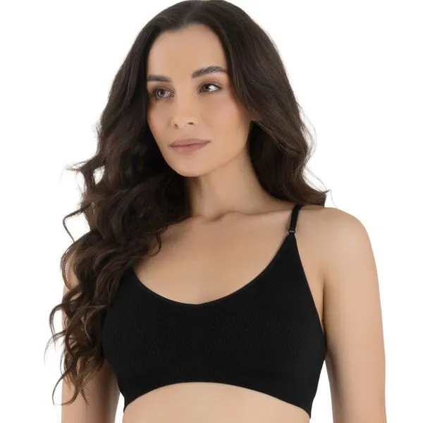 Top Sem Costura Textura Escama Preto