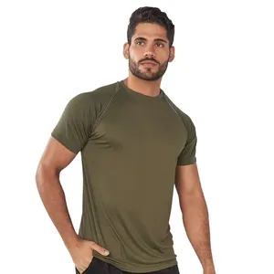 T-Shirt Raglan Com Vivo Na Manga Verde Militar
