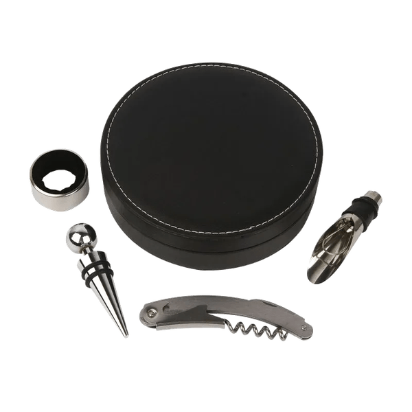 Kit Acessórios para Vinho ACASA Couro com 4 Peças