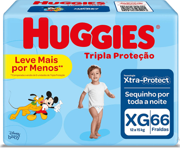 Fralda Huggies Tripla Proteção Tamanho XG com 66 fraldas