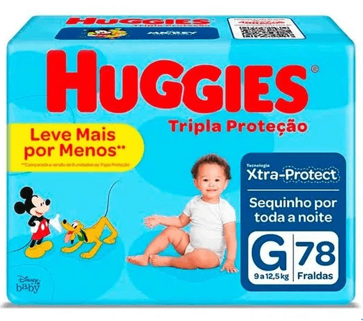Fralda Huggies Tripla Proteção Tamanho G com 78 Unidades