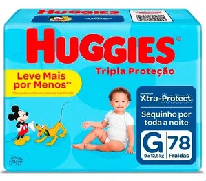 Fralda Huggies Tripla Proteção Tamanho G com 78 Unidades