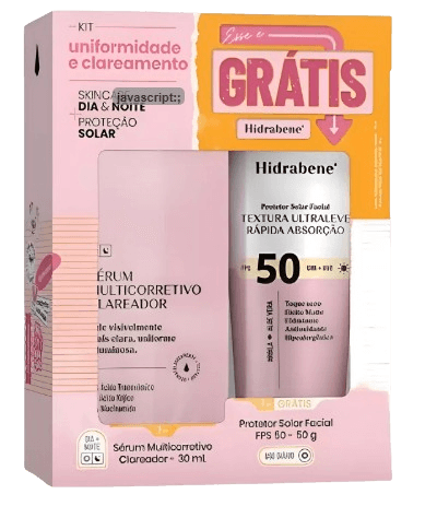 Hidrabene Kit Sérum Multicorretivo Clareador 30ml + Protetor Solar FPS50 UVA+UVB 50g