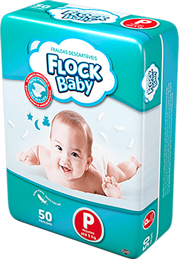 Fralda Flock Baby Mega Tamanho P com 50 Unidades