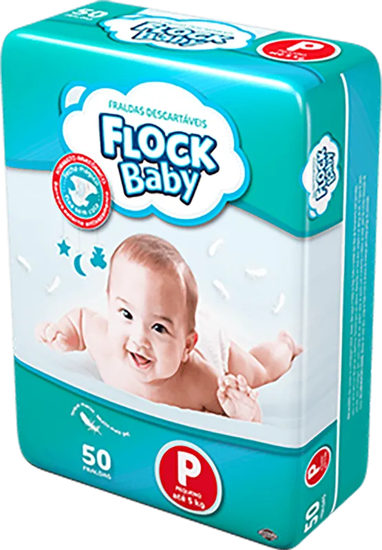 Fralda Flock Baby Mega Tamanho P com 50 Unidades