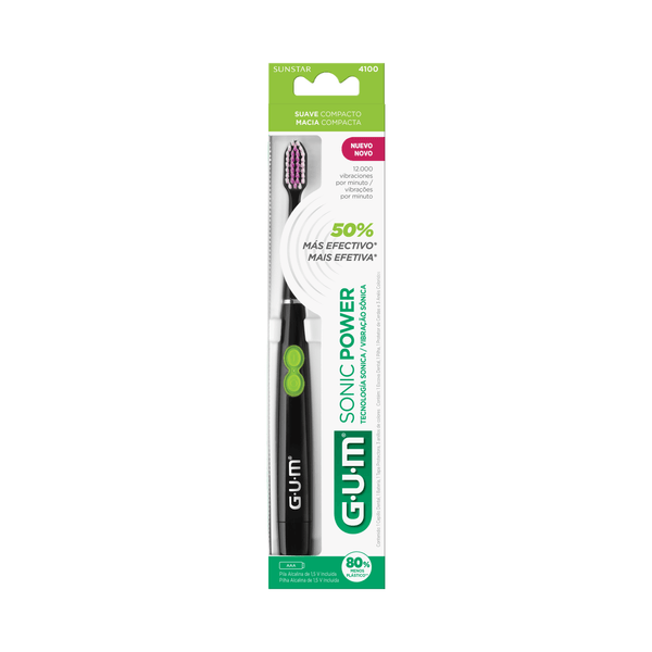 Escova Dental Elétrica GUM Deep Clean Sonic Power Cerdas Macias Bateria 1 Unidade