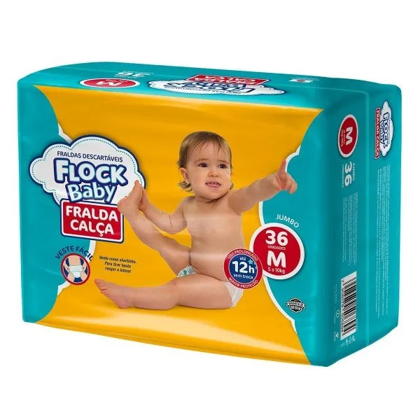 Fralda-Calça Flock Baby Tamanho M Com 36 Unidades