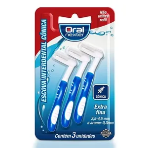 Escova Interdental Cônica Extra Fina Com 3 Unidades Oral Nexter