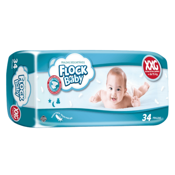 Fralda Flock Baby Mega Tamanho XXG Com 34 Unidades