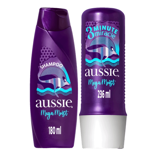 Kit Aussie Mega Moist Shampoo 180ml + Condicionador 236ml