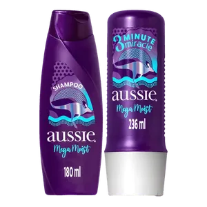 Kit Aussie Mega Moist Shampoo 180ml + Condicionador 236ml