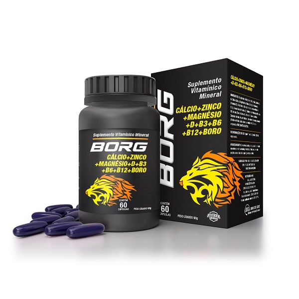 Borg Cálcio+Zinco+Magnésio+Vita D+B3+B6+B2+Boro 60 Cápsulas