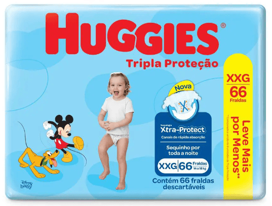 Fralda Huggies Tripla Proteção Tamanho XXG com 66 Unidades