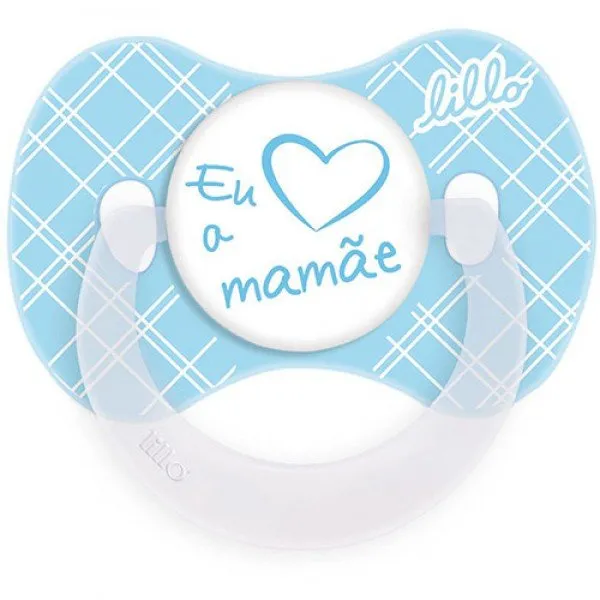 Chupeta Lillo Funny Eu Amo A Mamae Azul Tamanho 2