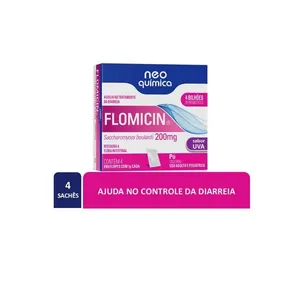 Probiótico Flomicin 200mg Sabor Uva Pó para Solução Oral 4 Sachês