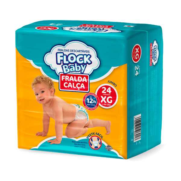 Fralda Flock Baby Mega Tamanho XG Com 24 unidades