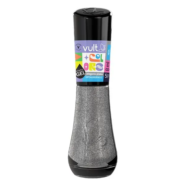 Esmalte Vult Colors Efeito Gel Alegoria Prata Neon 8ml