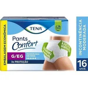Roupa Íntima Descartável Tena Pants Confort Incontinência Urinária Moderada a Severa G/EG 16 Unidades