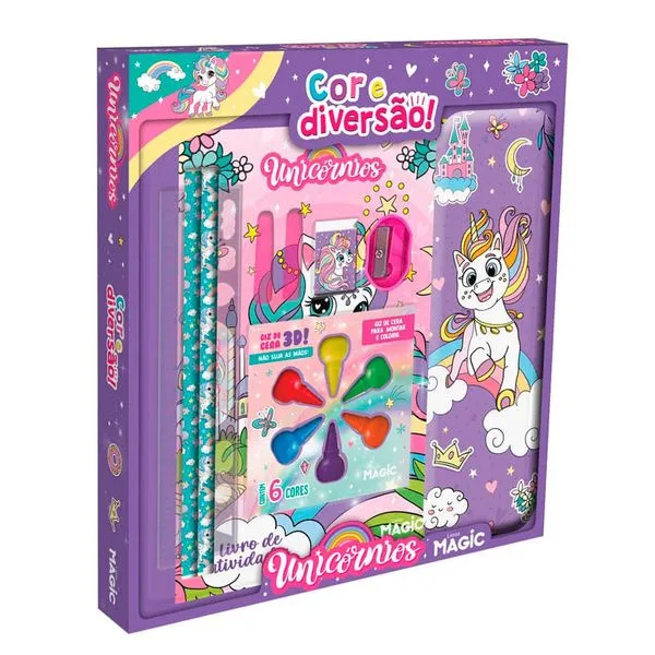 Livro De Colorir Cor e Diversão Unicornios + Acessórios 1 Unidade