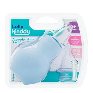 Aspirador Nasal Lolly Kinddy 2 em 1 Azul 1 Unidade