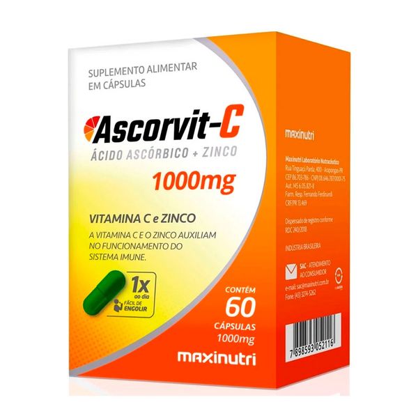 Ascorvit-C 1000mg Maxinutri 60 Cápsulas