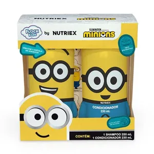 Kit Shampoo Infantil Flock Kids By Nutriex Minions 250ml + Condicionador Infantil Flock Kids By Nutriex Minions 230ml + Cartela de Adesivos