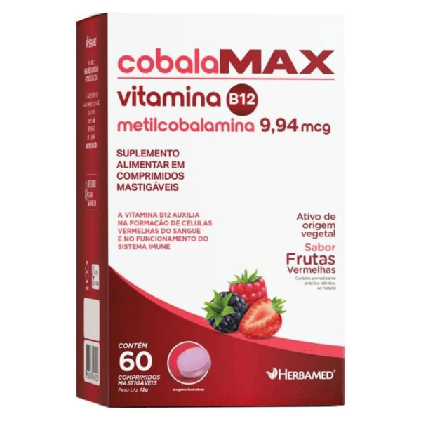 Herbamed Cobala Max vitamina B12 com 60 Comprimidos Mastigáveis