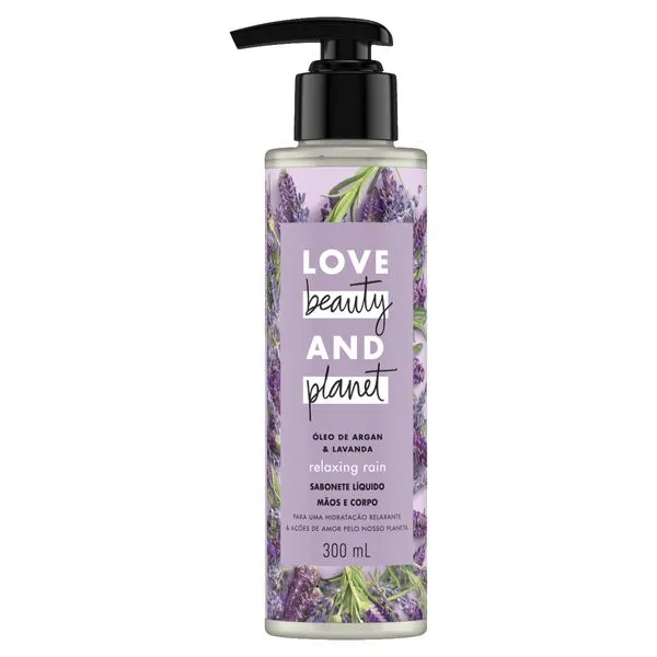 Sabonete Líquido Love Beauty And Planet Mãos e Corpo Relaxing Rain Óleo de Argan e Lavanda 300ml