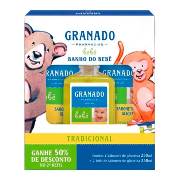 Kit Sabonete Líquido Banho Bebê Tradicional Granado 250ml 2 unidades