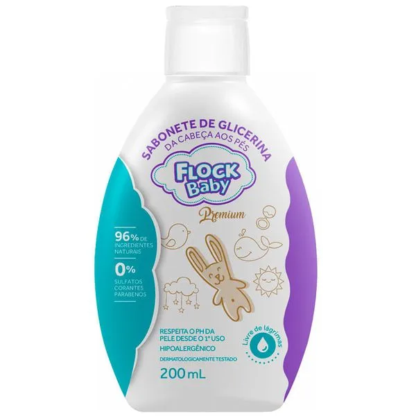 Sabonete de Glicerina da Cabeça aos Pés Flock Baby Premium 200ml