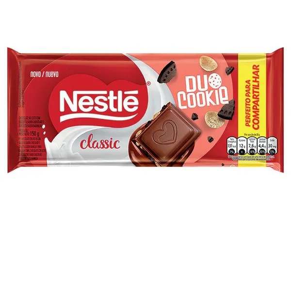 Tablete de Chocolate Nestlé 150g Classic Duo Cookie