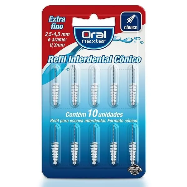 Refil Escova Interdental Cônico Extra Fino Oral Nexter 10 Unidades