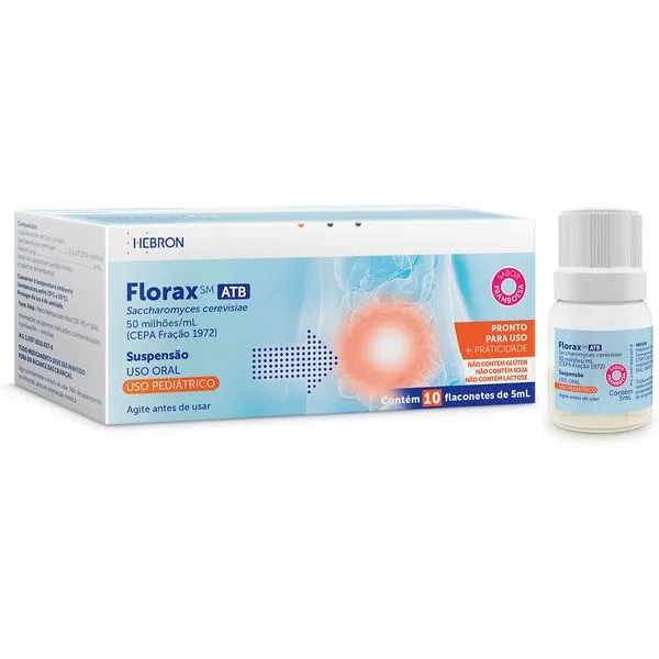 Florax SM ATB 250 Milhões Sabor Framboesa Suspensão Oral Pediátrico 10 Flaconetes 5ml