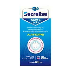 Xarope Secrelise Tripla Ação Sabor Caramelo e Framboesa 120ml + Copo Dosador