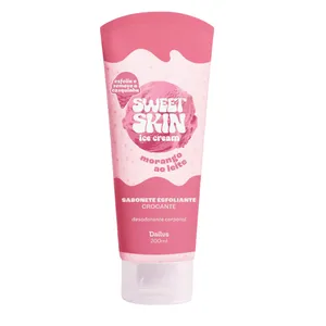 Sabonete Esfoliante Crocante Corporal Dailus Sweet Skin Ice Cream Morango ao Leite 200ml