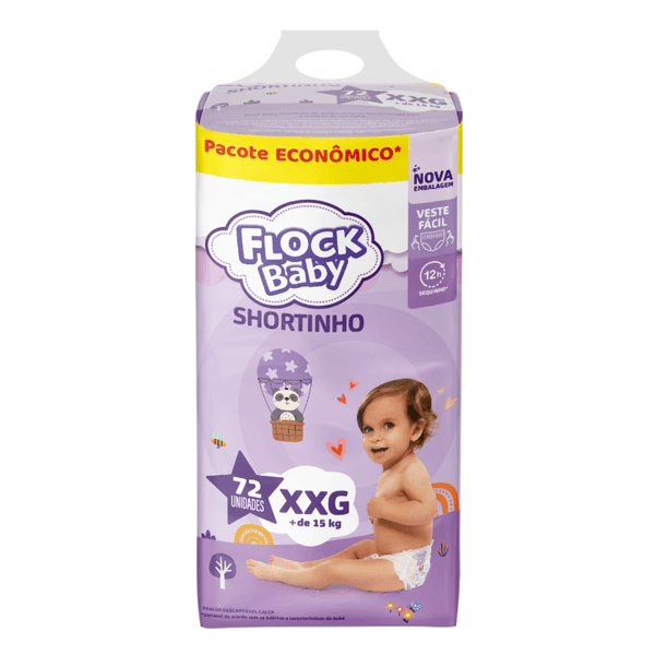Fralda Descartável Flock Baby Shortinho Maxxi XXG 72 Unidades